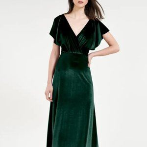 Jenny Yoo Ellis Bridesmaid Formal Emerald Green Velvet Gown Size 10